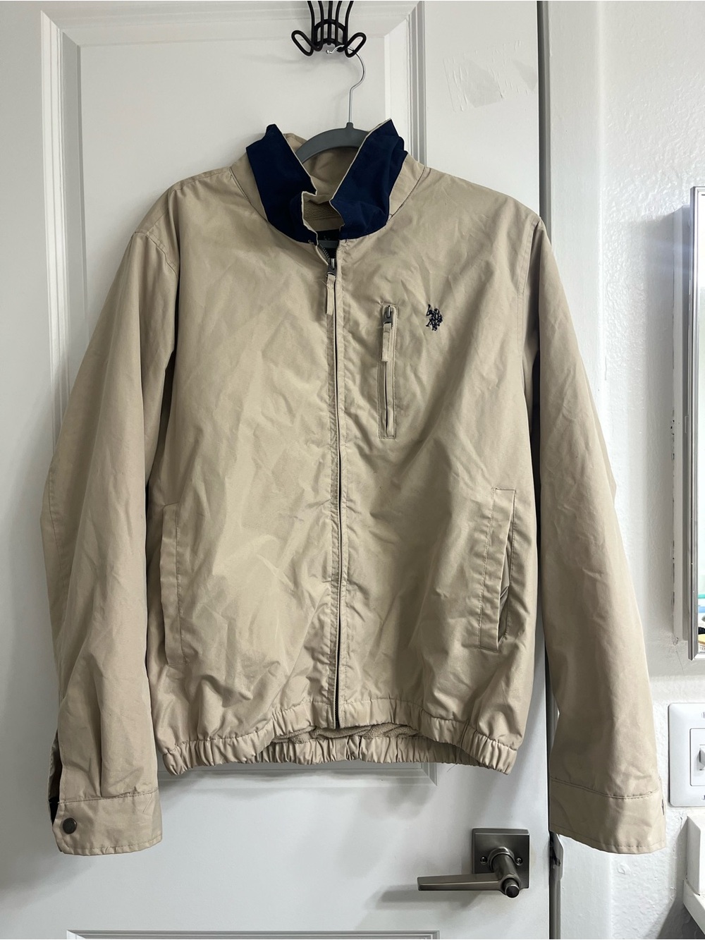 U.S. Polo Assn. Men's Beige Jacket with Navy